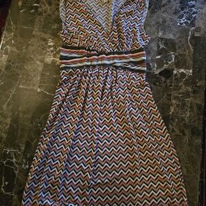 Sophie Max Red and Pink Sleeveless Halter Maxi Dress